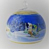 Glaskugel 140 mm Blau Winterlandschaft mit Goldrand zum hängen