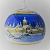 Glaskugel 140 mm Blau Winterlandschaft mit Goldrand zum hängen