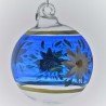 Glaskugel 060 mm Blau  Kugel mit Edelweiss blau und Goldrand zum hängen