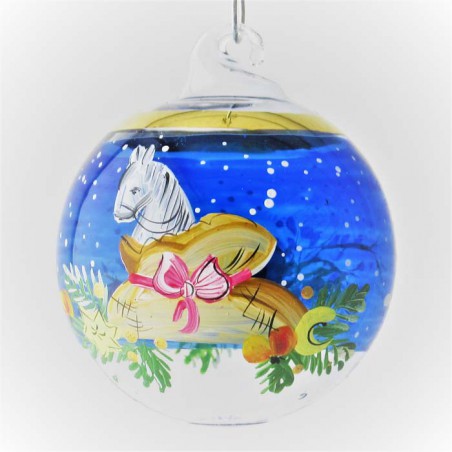 Glaskugel 040 mm Blau Gabensack Weihnacht mit Goldrand Kugel zum haengen