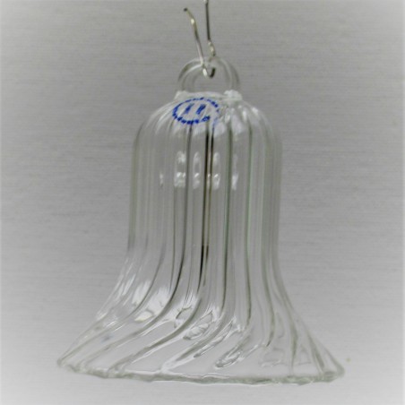 Glas Glocke  60mm klar mit Streifen zum hängen