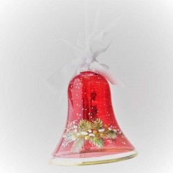 Glasglocke 080mm Rot Gabensack Weihnacht  mit Goldrand zum hängen