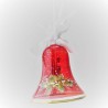 Glasglocke 080mm Rot Gabensack Weihnacht  mit Goldrand zum hängen