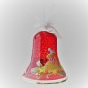Glasglocke 100mm Rot Gabensack Weihnacht  mit Goldrand zum hängen