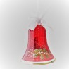 Glasglocke 100mm Rot Gabensack Weihnacht  mit Goldrand zum hängen