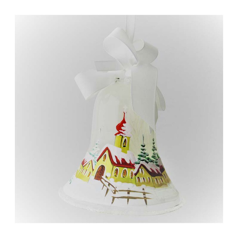 Glasglocke 080 mm weiss Perle zum hängen