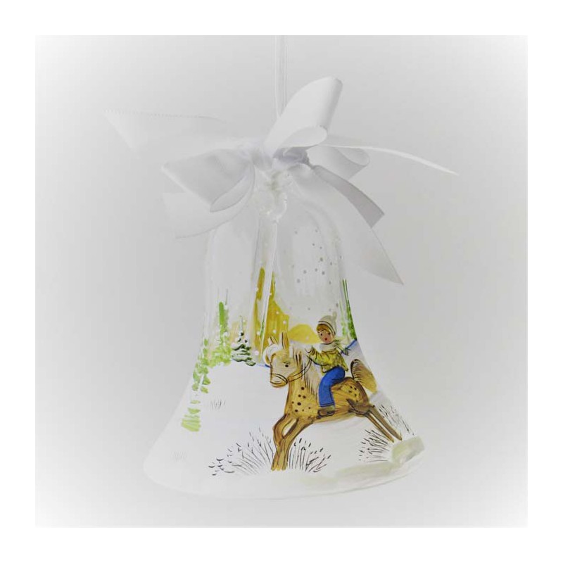 Glasglocke 080 mm klar mit Pferd zum hängen