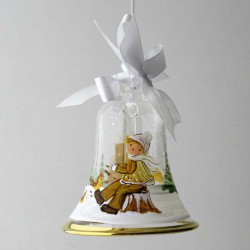 Glasglocke 080 mm Klar mit Goldrand zum hängen