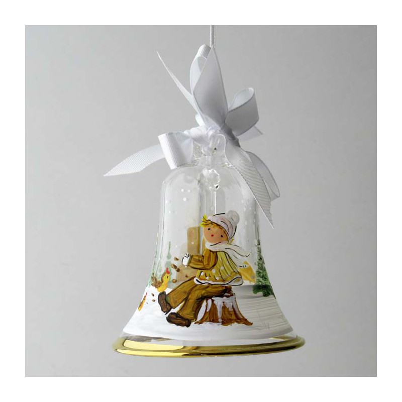 Glasglocke 080 mm Klar mit Goldrand zum hängen