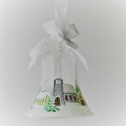 Glasglocke 060mm Hellblau Winterlandschaft zum hängen