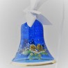 Glasglocke 100 mm Blau Baer Weihnacht mit Goldrand zum hängen