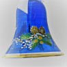 Glasglocke 100mm Blau Schaukelpferd Weihnacht mit Goldrand zum haengen