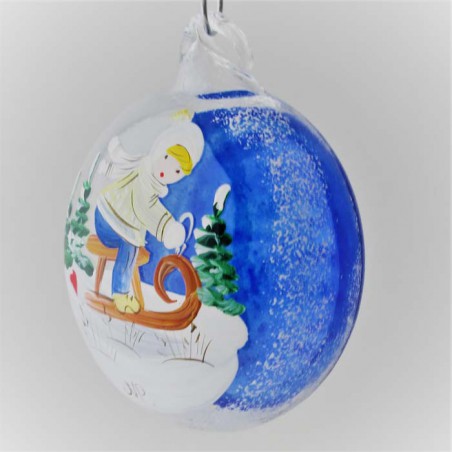 Glastaler 040 mm Blau Kinder Winterlandschaft zum hängen