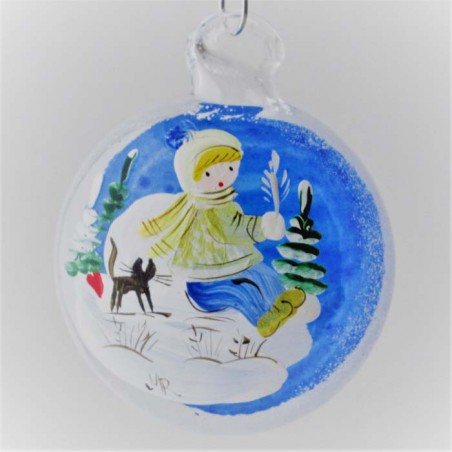 Glastaler 040 mm Blau Kinder Winterlandschaft zum hängen