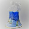 Glasglocke 180 mm Blau Winterlandschaft  mit Kind zum hängen