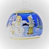 Glaskugel 080 mm Blau Winterlandschaft mit Goldrand zum hängen