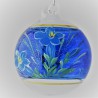 Glaskugel 060 mm Blau Enzian mit Goldrand zum hängen
