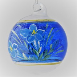 Glaskugel 060 mm Blau Enzian mit Goldrand zum hängen