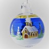 Glaskugel 040 mm Blau Winterlandschaft mit Goldrand zum hängen