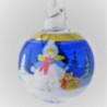 Glaskugel 040 mm Blau Winterlandschaft mit Goldrand zum hängen