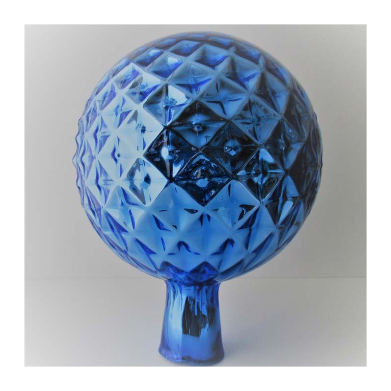 Glas Rosenkugel 18cm Hellblau mit Gittermuster  ca. 180 mm