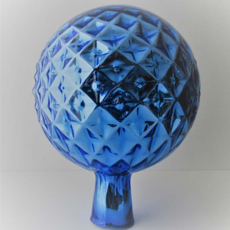 Glas Rosenkugel 18cm Hellblau mit Gittermuster  ca. 180 mm