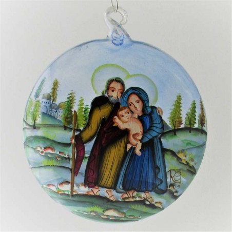 Glas Taler 100 mm Heilige Familie, zum hängen
