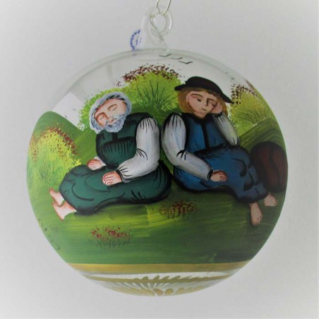 Glaskugel 100 mm 3 Hirten, zum hängen