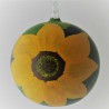 Glaskugel 120 mm Sonnenblume mit Grünen Blätter Schwarz, zum hängen