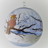 Glaskugel 120 mm Eule klar Winterlandschaft, zum hängen