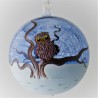 Glaskugel 100 mm Eule klar Winterlandschaft, zum hängen