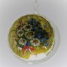 Glaskugel 100 mm Blumenstrauss auf Gold klar, zum hängen