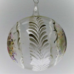 Glaskugel 100 mm Barock Blumenstrauss klar, zum hängen