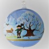 Glaskugel 120 mm Jäger in Winterlandschaft klar, zum hängen