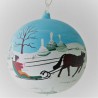 Glaskugel 100 mm Winterlandschaft mit Pferd mit Schlitten, zum hängen
