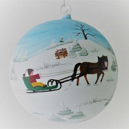 Glaskugel 120 mm Winterlandschaft mit Spitzkelche, zum hängen