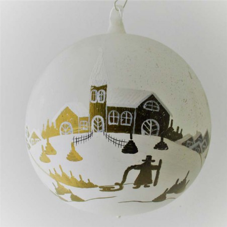 Glaskugel 120 mm Winterlandschaft mit Barockkirche, zum hängen