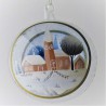 Glaskugel 100 mm Winterlandschaft mit Spitzkelche, zum hängen
