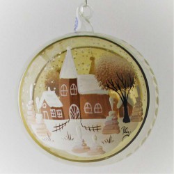 Glaskugel 100 mm Winterlandschaft mit Spitzkelche, zum hängen