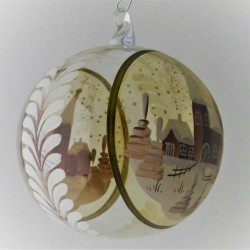 Glaskugel 100 mm Winterlandschaft mit Spitzkelche, zum hängen