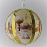 Glaskugel 080 mm Winterlandschaft mit Spitzkelche und Gold, zum hängen