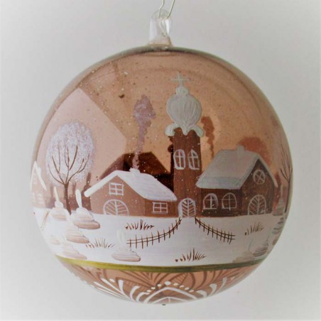 Glaskugel 120 mm Winterlandschaft  mit Barockkirche, zum hängen