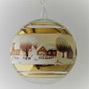 Glaskugel 100 mm Winterlandschaft Goldrand  mit Barockkirche, zum hängen
