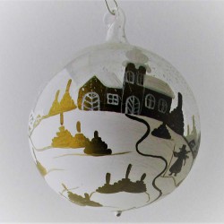 Glaskugel 080 mm Winterlandschaft mit Barockkirche, zum hängen