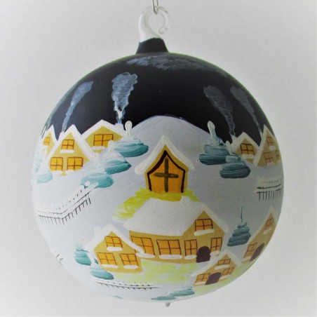 Glaskugel 100 mm Winterlandschaft mit Barockkirche, zum hängen