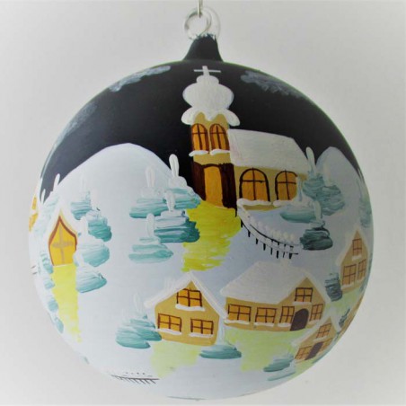 Glaskugel 120 mm Winterlandschaft mit Barockkirche, zum hängen