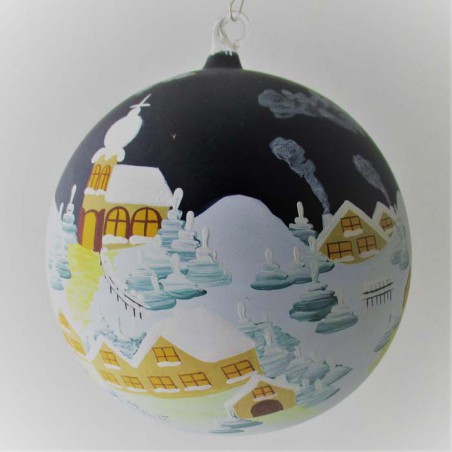Glaskugel 140 mm Winterlandschaft mit Barockkirche, zum hängen