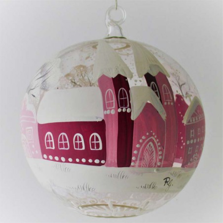 Glaskugel 120 mm Winterlandschaft mit Barockkirche, zum hängen