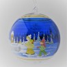 Glaskugel 140 mm Blau Winterlandschaft mit Goldrand zum hängen