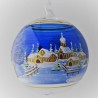 Glaskugel 140 mm Blau Winterlandschaft mit Goldrand zum hängen